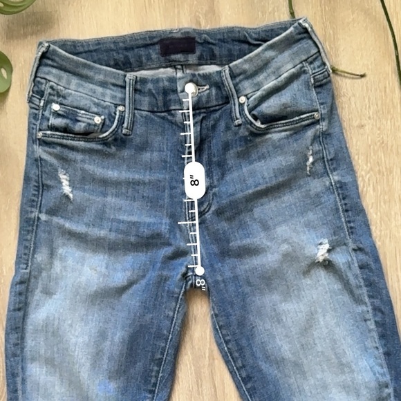 Mother The Looker Cropped Distressed Jeans Women size 25 Gypsy Blue - Picture 4 of 11